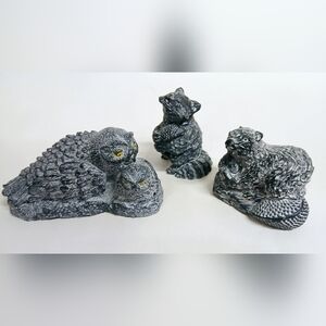 Gray Edmund Wolf Resin Animal Sculpture Set Vintage